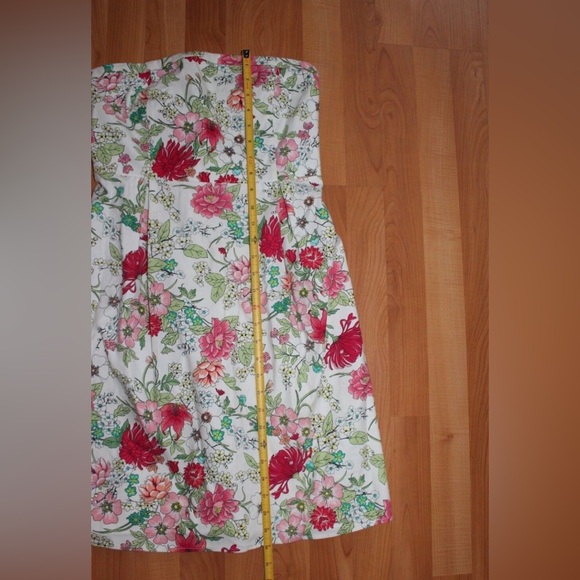 Old Navy Women's Sz 6 Strapless Floral A-Line Stretch Dress Pink White Red Green - Picture 6 of 8